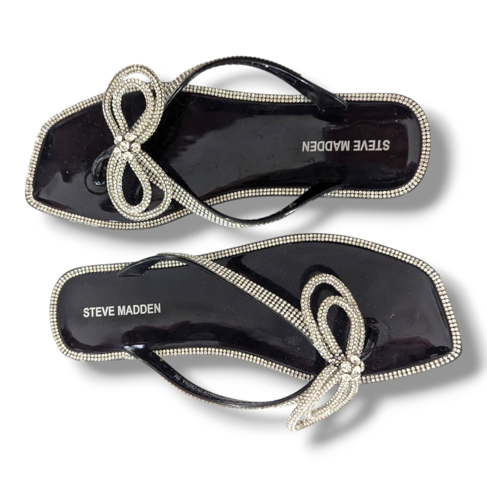 Steve Madden Black and Silver Sandals